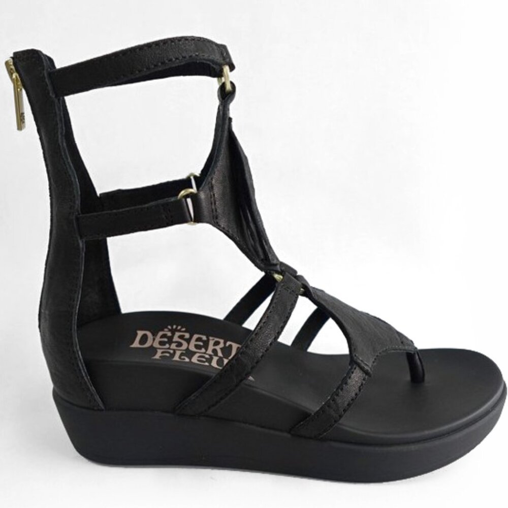 COWBOY PLATFORM WEDGE SANDAL BLACK